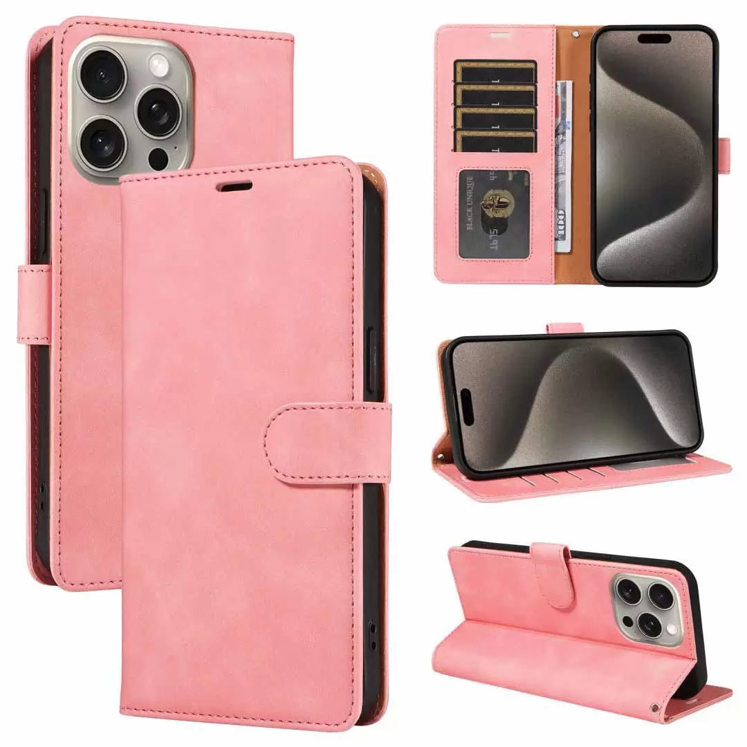 iPhone 15 Pro Max/iPhone 14 Pro Max PU Leather Wallet Case Pink